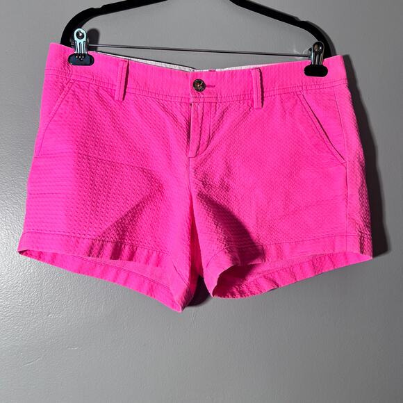 Lilly Pulitzer Callanan Shorts Size 12 Pink Textured Cotton Resort Preppy - Picture 1 of 8